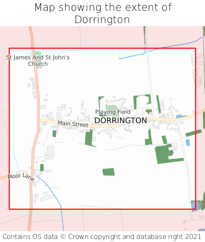 Map showing extent of Dorrington as bounding box