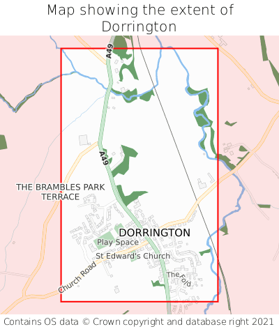 Map showing extent of Dorrington as bounding box
