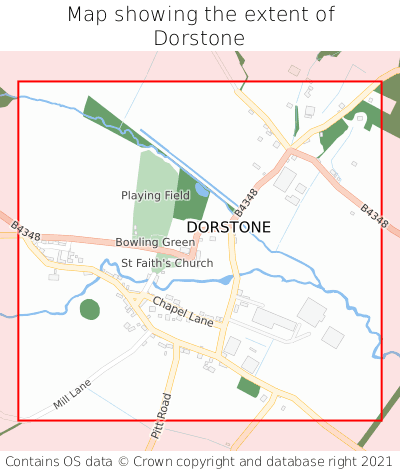 Map showing extent of Dorstone as bounding box