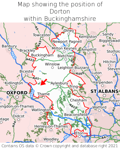 Map showing location of Dorton within Buckinghamshire