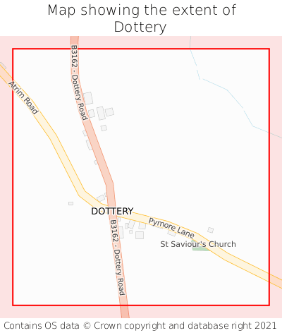 Map showing extent of Dottery as bounding box