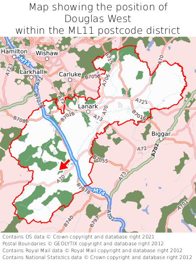 Map showing location of Douglas West within ML11