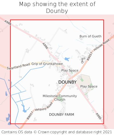 Map showing extent of Dounby as bounding box