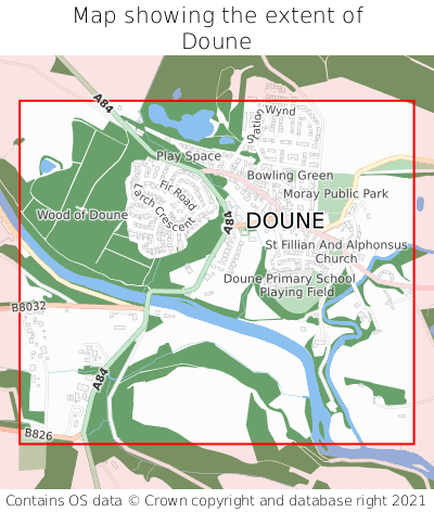 Map showing extent of Doune as bounding box