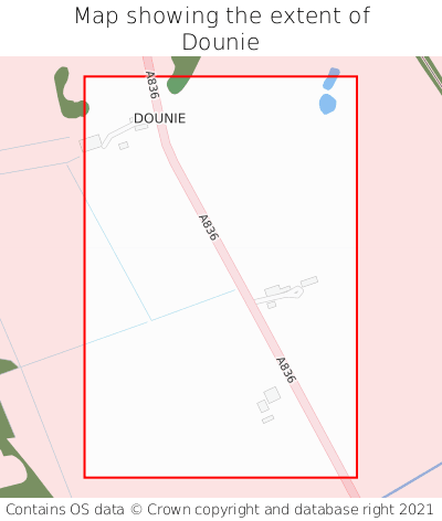 Map showing extent of Dounie as bounding box