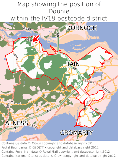 Map showing location of Dounie within IV19