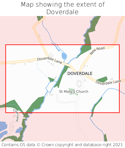 Map showing extent of Doverdale as bounding box
