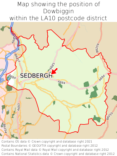 Map showing location of Dowbiggin within LA10