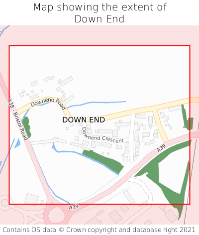Map showing extent of Down End as bounding box