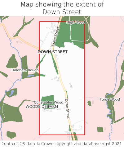 Map showing extent of Down Street as bounding box