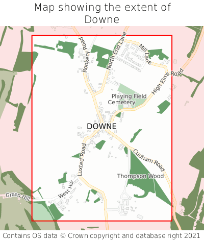 Map showing extent of Downe as bounding box