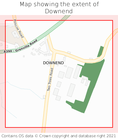 Map showing extent of Downend as bounding box