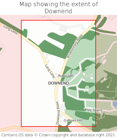 Map showing extent of Downend as bounding box
