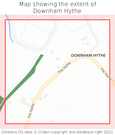 Map showing extent of Downham Hythe as bounding box