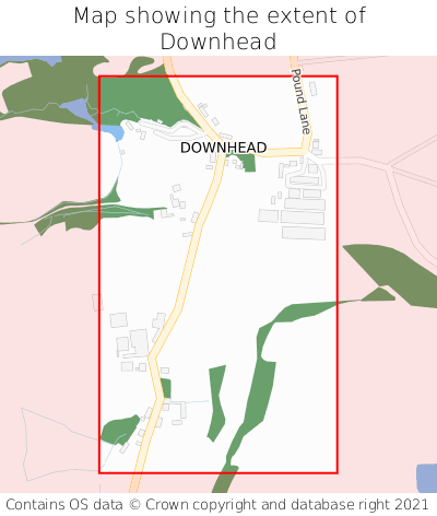 Map showing extent of Downhead as bounding box