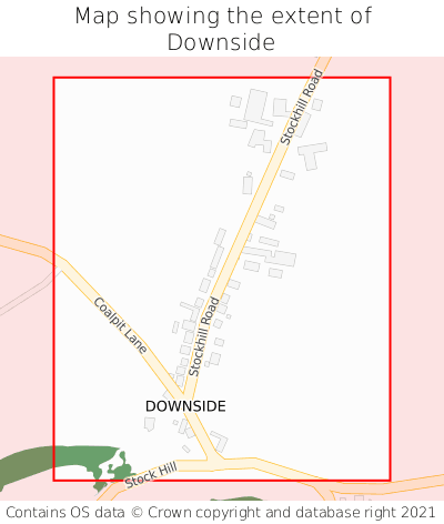 Map showing extent of Downside as bounding box