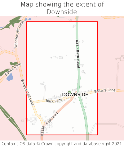 Map showing extent of Downside as bounding box