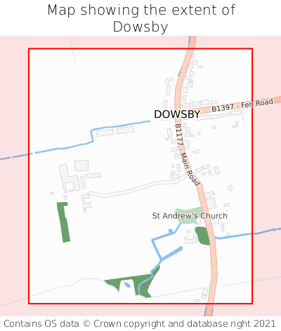 Map showing extent of Dowsby as bounding box