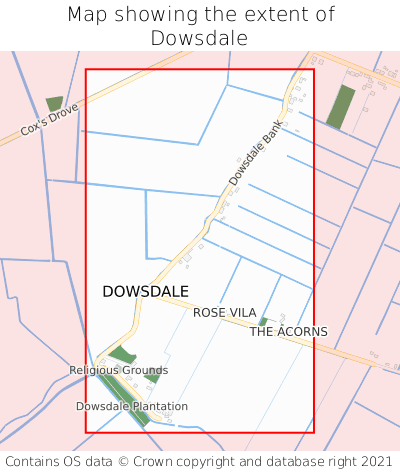 Map showing extent of Dowsdale as bounding box