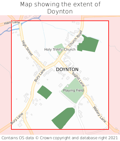 Map showing extent of Doynton as bounding box