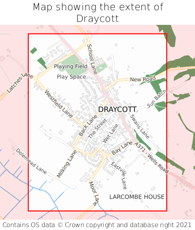 Map showing extent of Draycott as bounding box