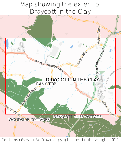 Map showing extent of Draycott in the Clay as bounding box