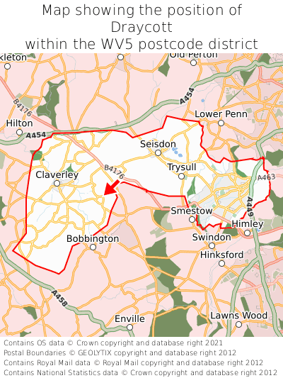 Map showing location of Draycott within WV5