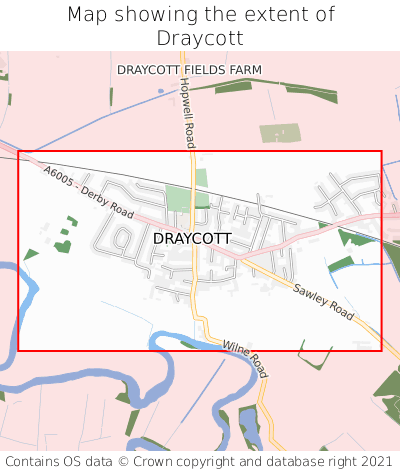 Map showing extent of Draycott as bounding box