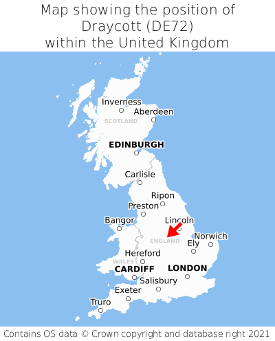 Map showing location of Draycott within the UK