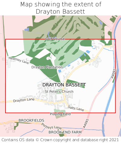 Map showing extent of Drayton Bassett as bounding box