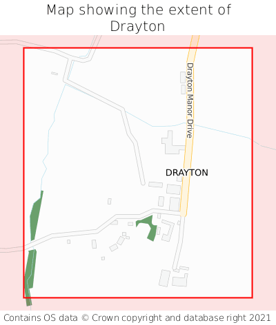 Map showing extent of Drayton as bounding box