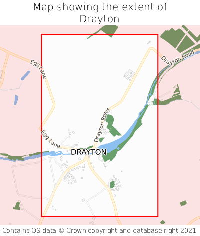 Map showing extent of Drayton as bounding box