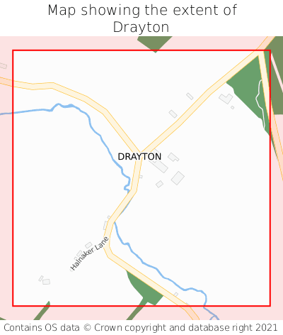 Map showing extent of Drayton as bounding box
