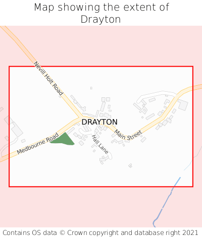 Map showing extent of Drayton as bounding box