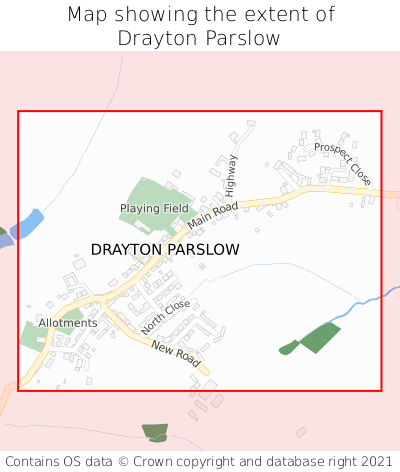 Map showing extent of Drayton Parslow as bounding box