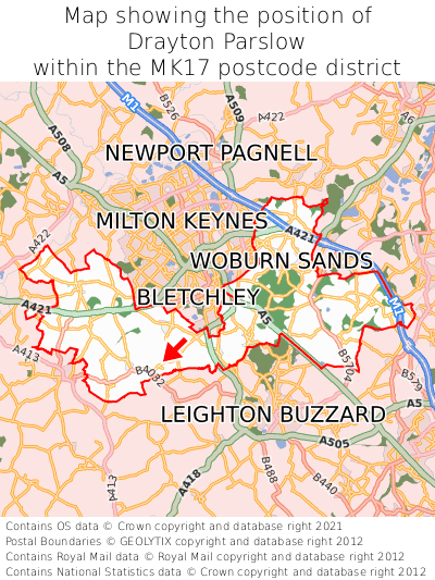 Map showing location of Drayton Parslow within MK17
