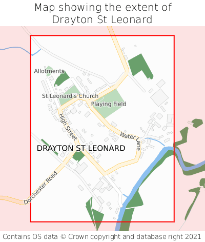 Map showing extent of Drayton St Leonard as bounding box
