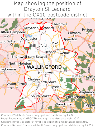 Map showing location of Drayton St Leonard within OX10