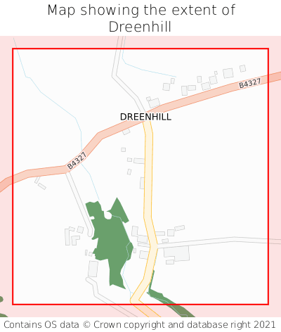 Map showing extent of Dreenhill as bounding box