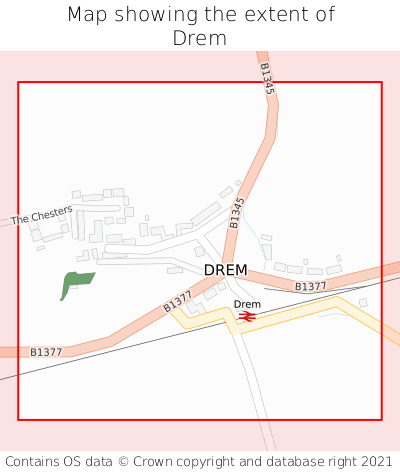 Map showing extent of Drem as bounding box