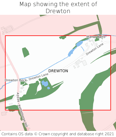 Map showing extent of Drewton as bounding box