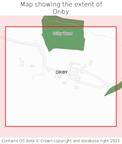 Map showing extent of Driby as bounding box