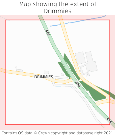 Map showing extent of Drimmies as bounding box