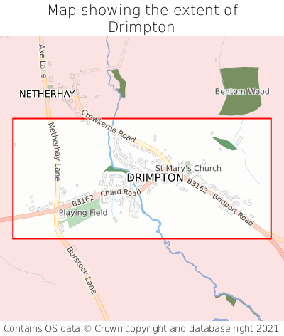 Map showing extent of Drimpton as bounding box
