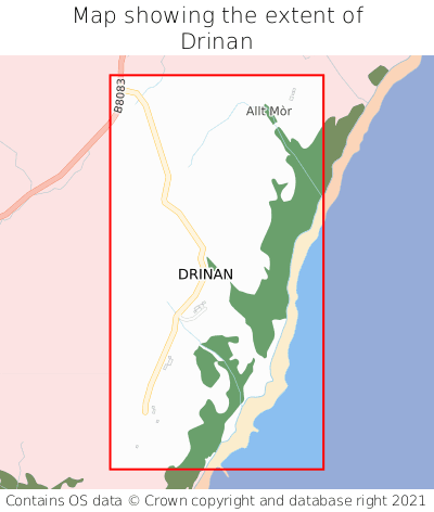 Map showing extent of Drinan as bounding box