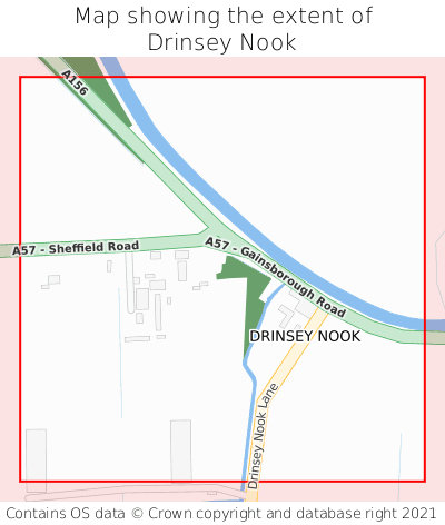 Map showing extent of Drinsey Nook as bounding box