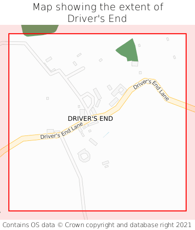 Map showing extent of Driver's End as bounding box