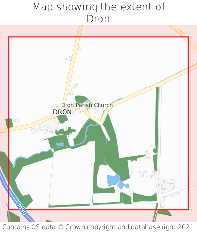 Map showing extent of Dron as bounding box