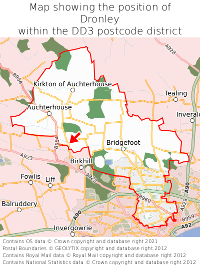 Map showing location of Dronley within DD3
