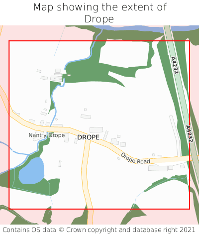 Map showing extent of Drope as bounding box